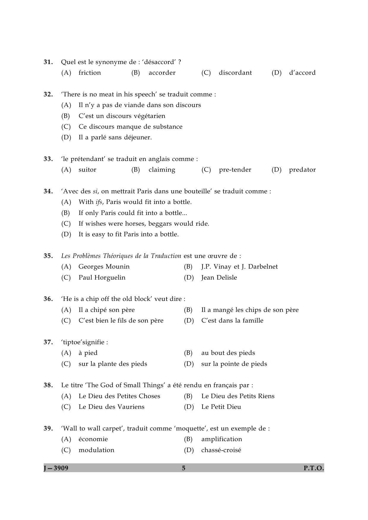 UGC NET French Question Paper II June 2009 5