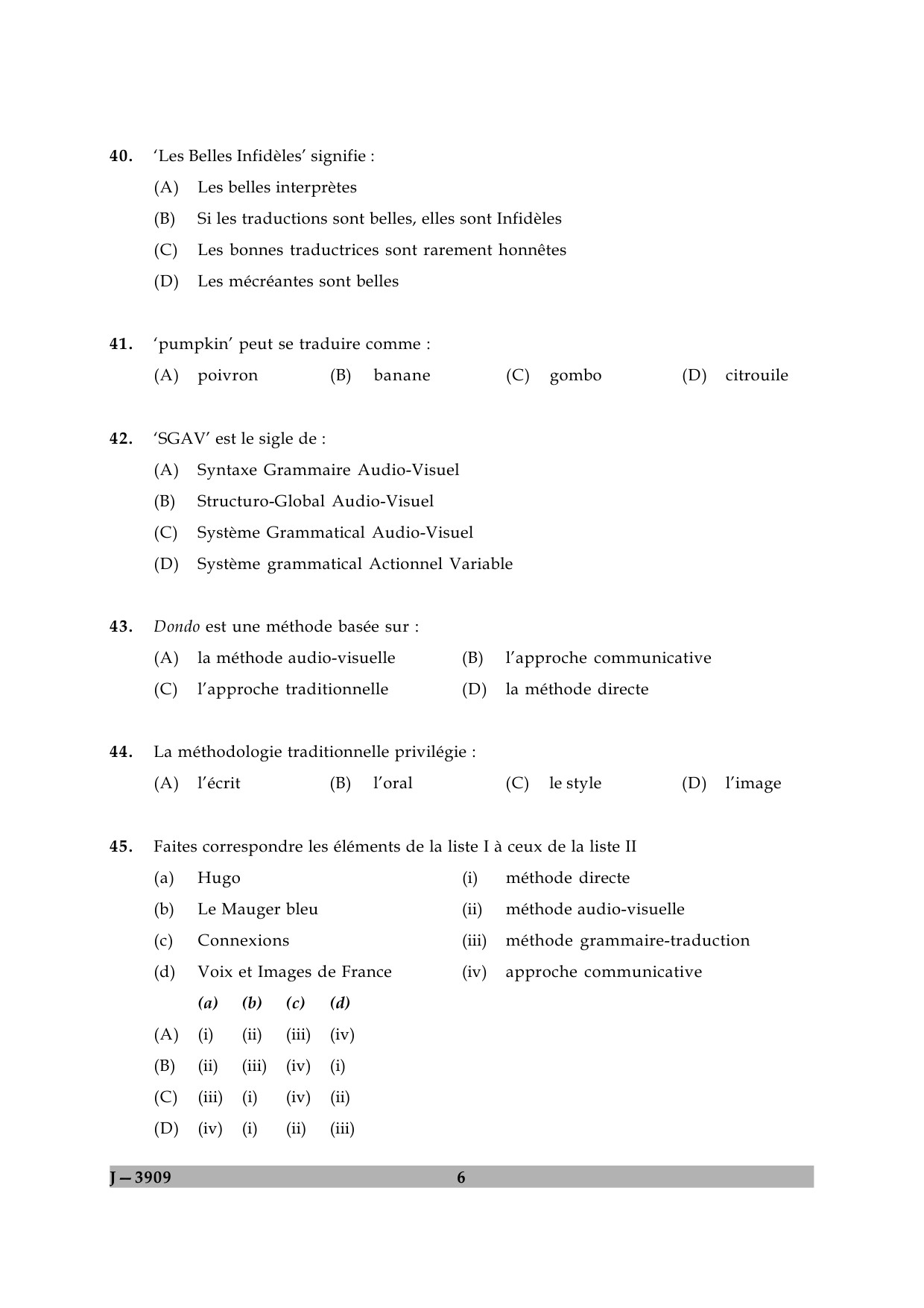 UGC NET French Question Paper II June 2009 6