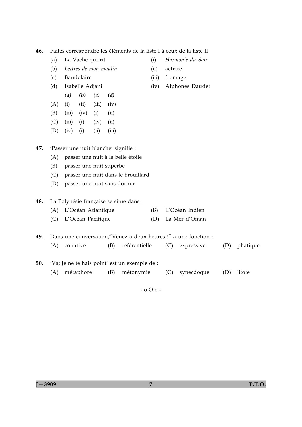 UGC NET French Question Paper II June 2009 7