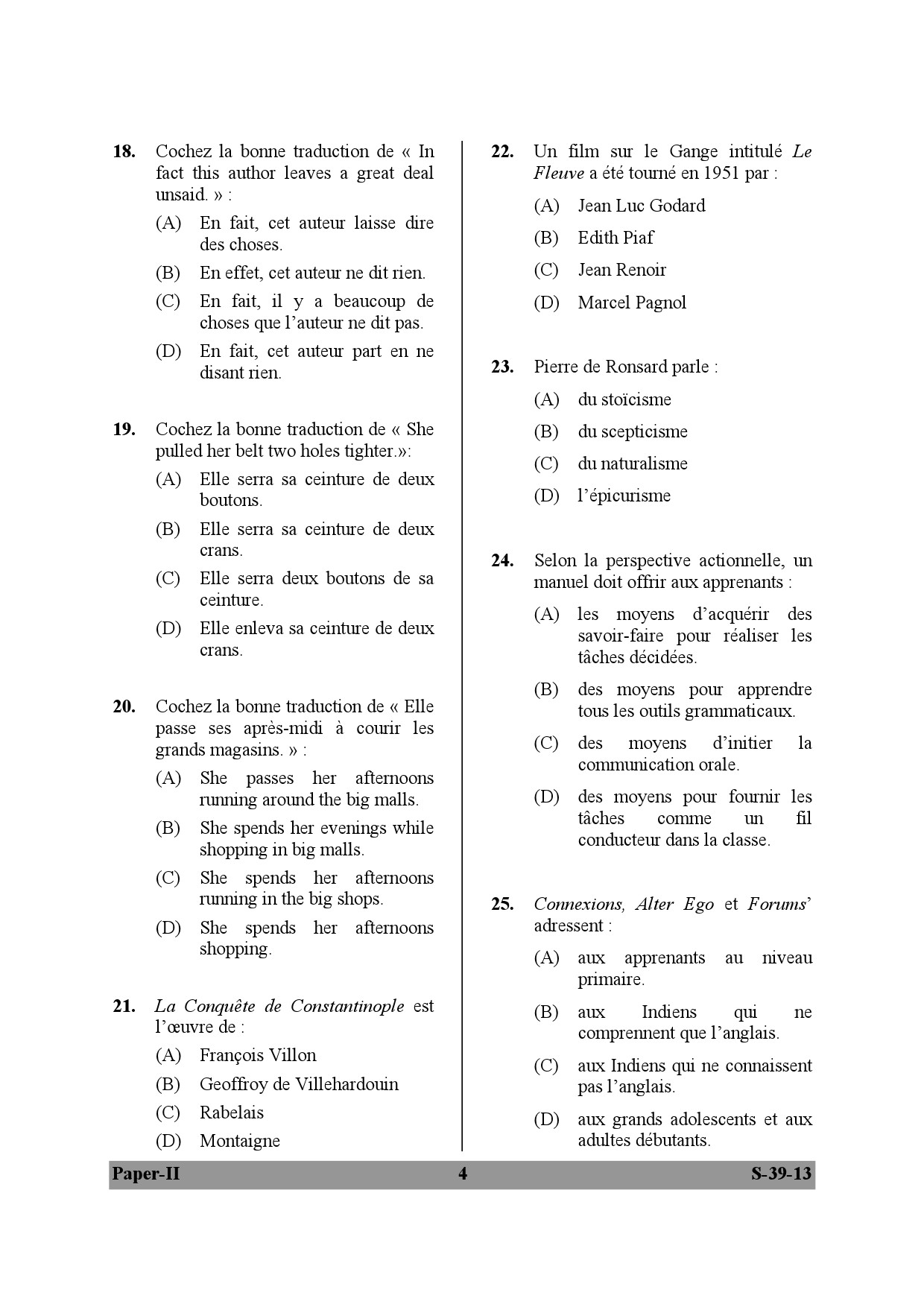 UGC NET French Question Paper II June 2013 4