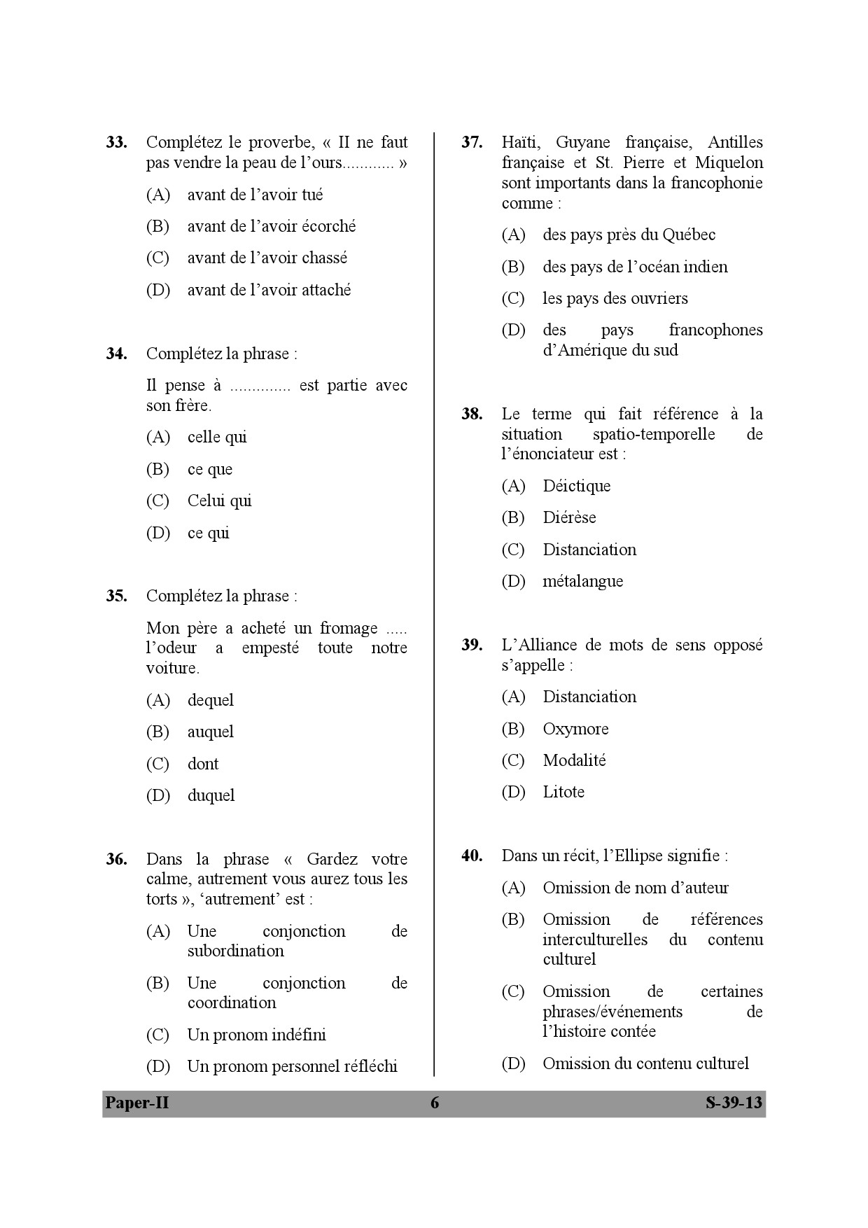 UGC NET French Question Paper II June 2013 6