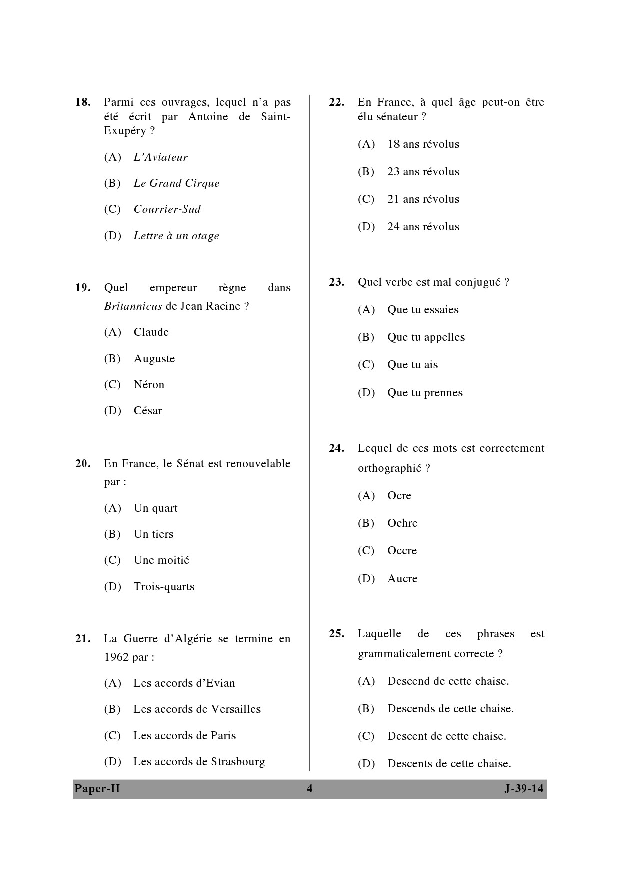 UGC NET French Question Paper II June 2014 4