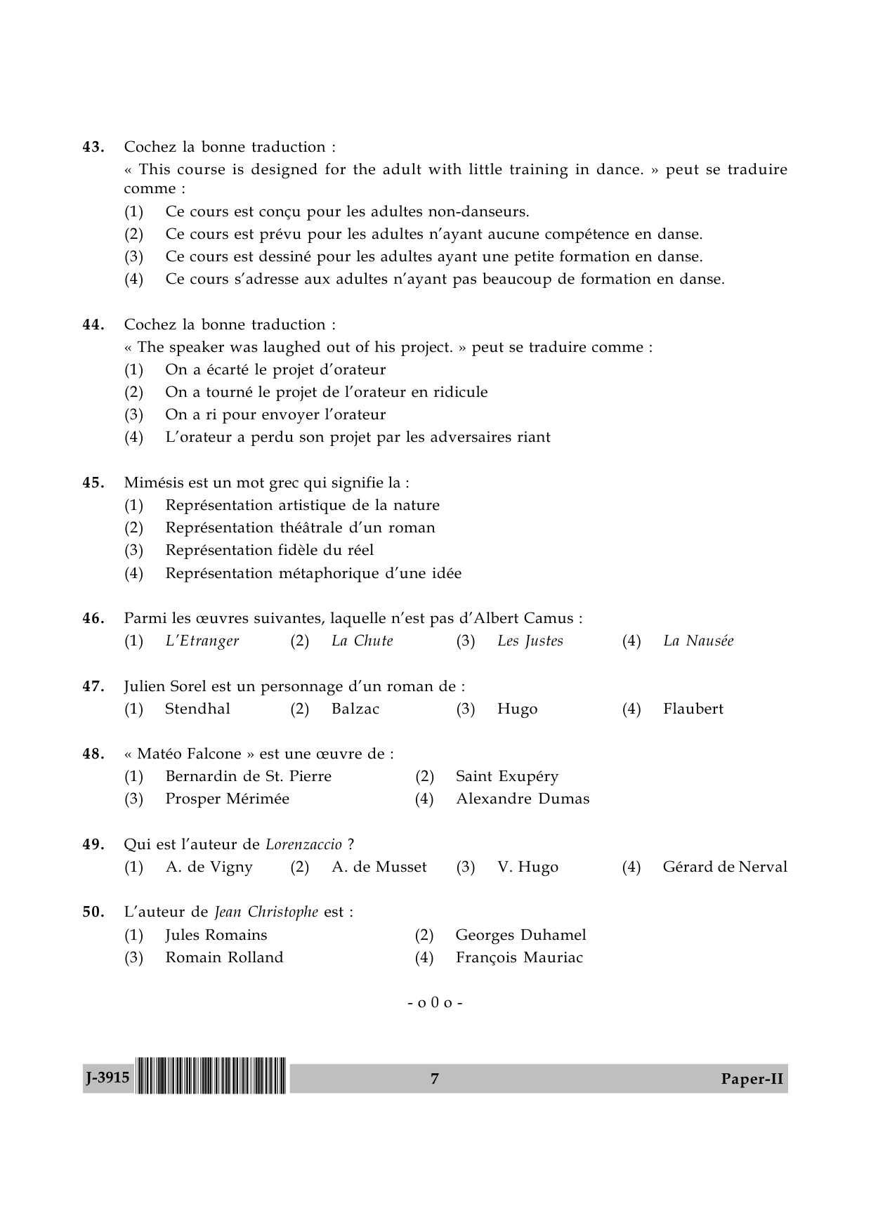 UGC NET French Question Paper II June 2015 7