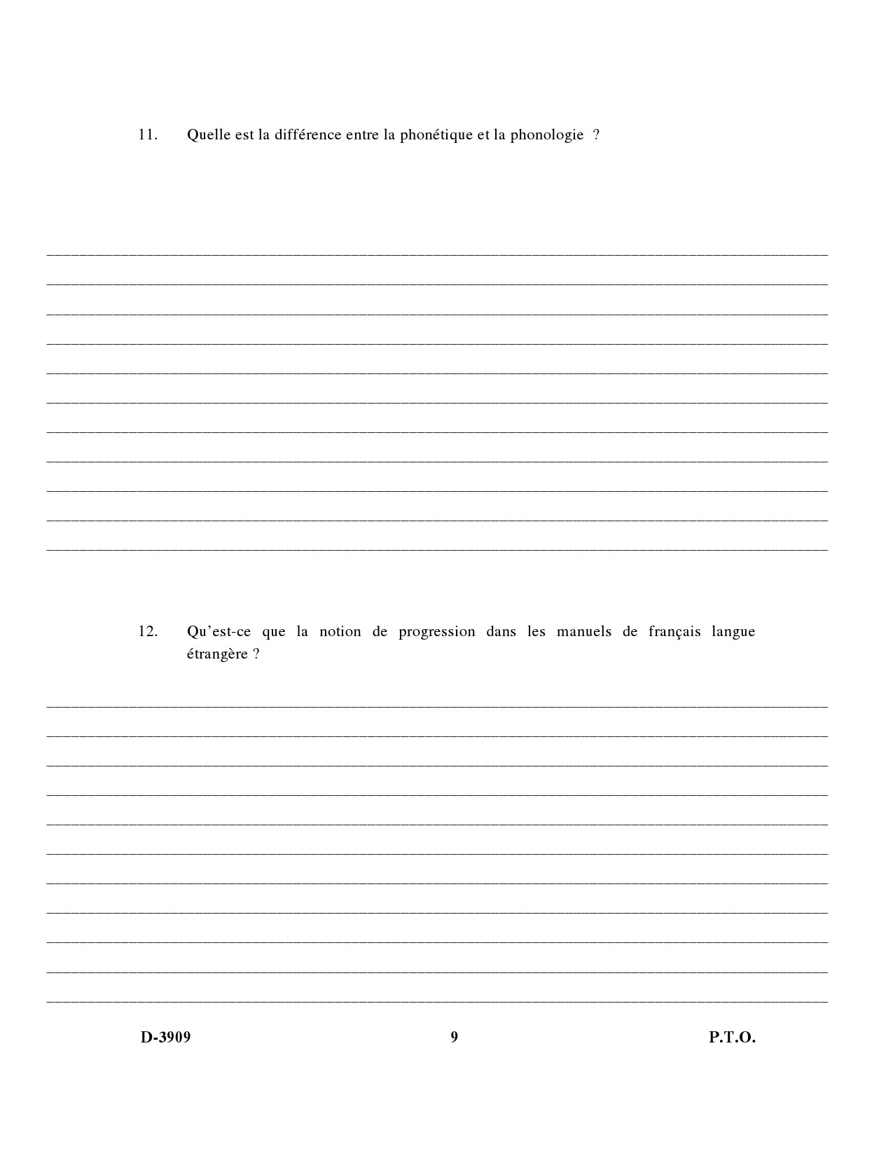 UGC NET French Question Paper III December 2009 10