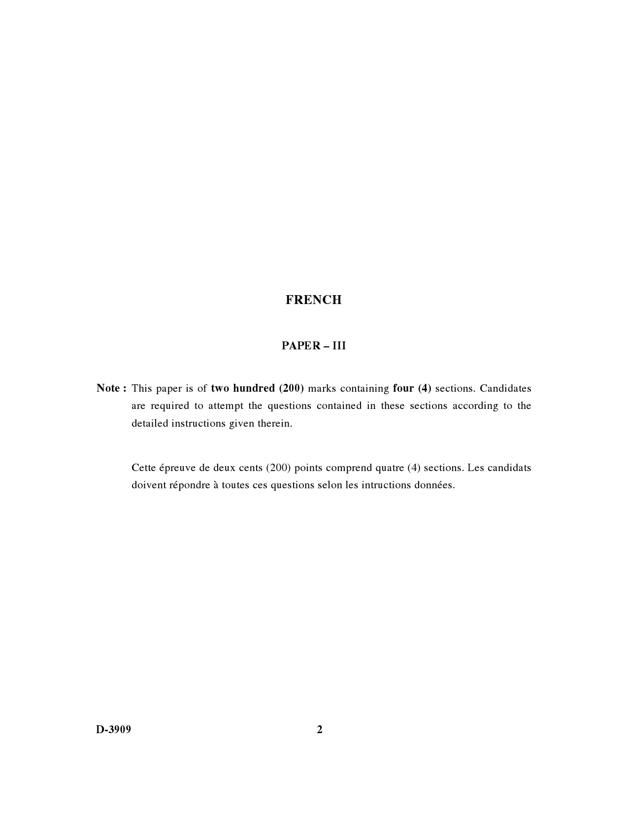 UGC NET French Question Paper III December 2009 3