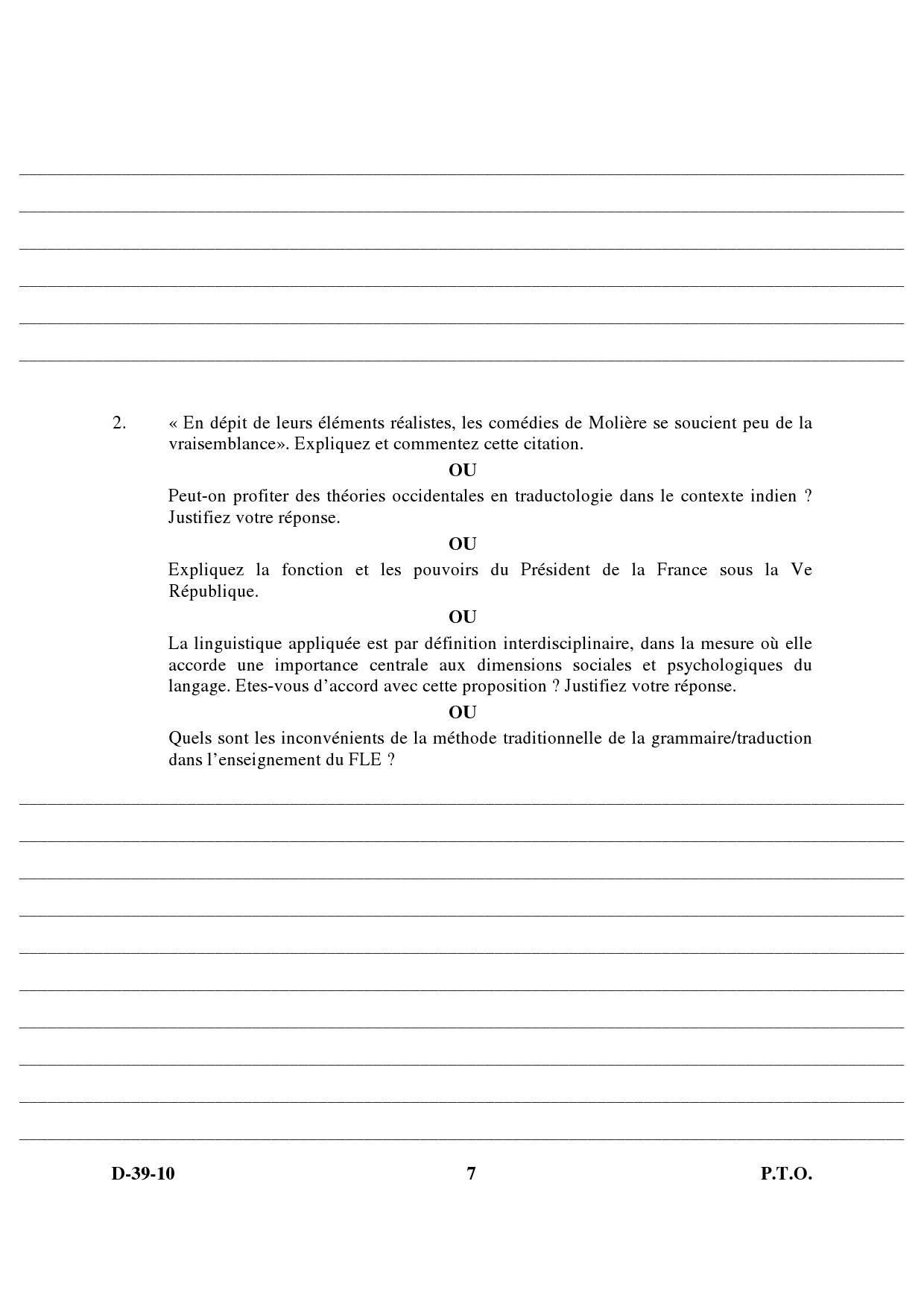 UGC NET French Question Paper III December 2010 4