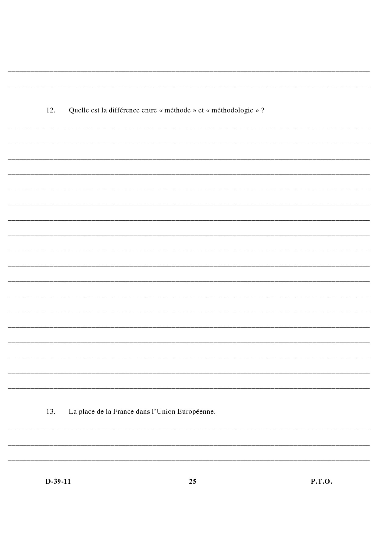 UGC NET French Question Paper III December 2011 12