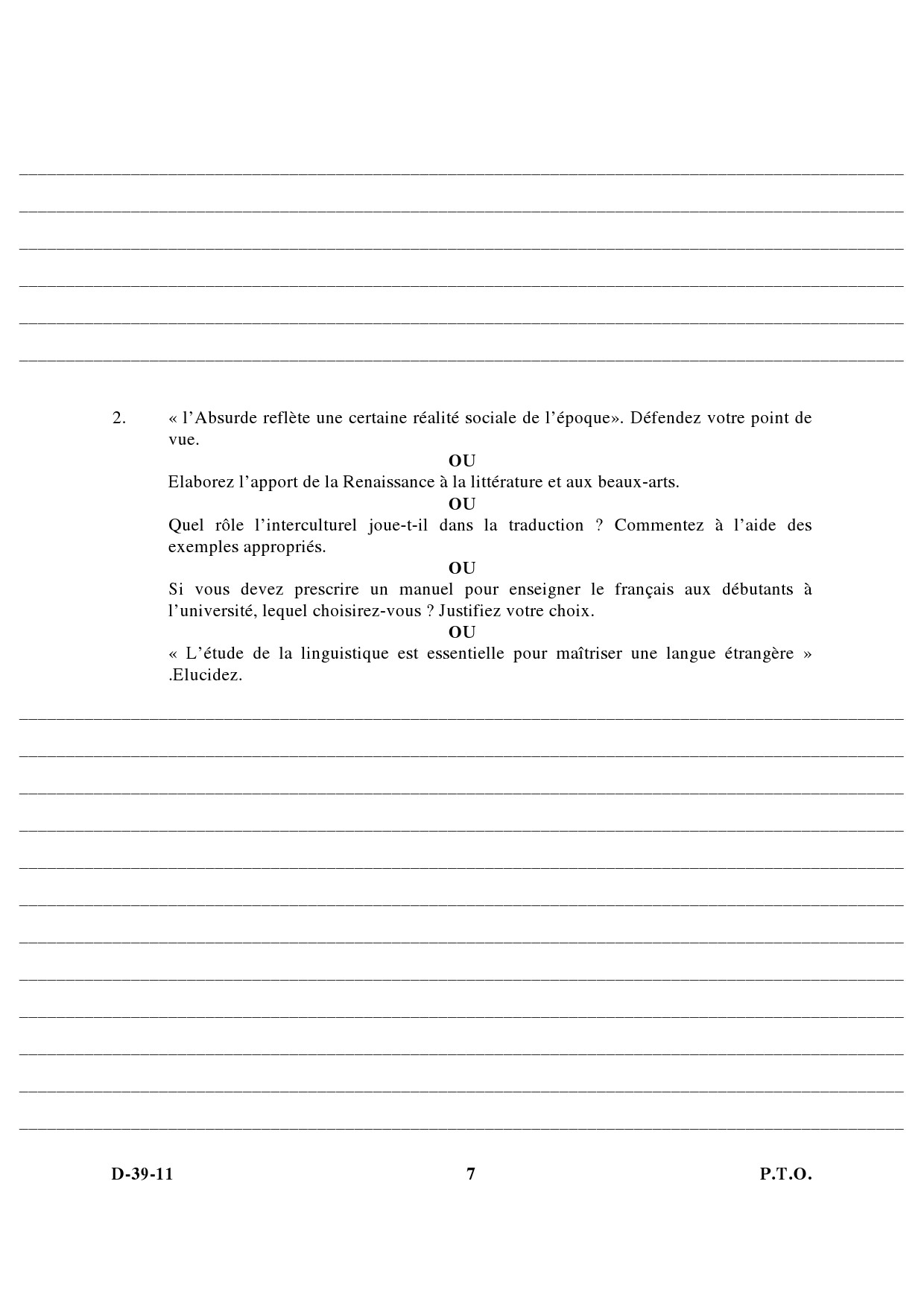 UGC NET French Question Paper III December 2011 4