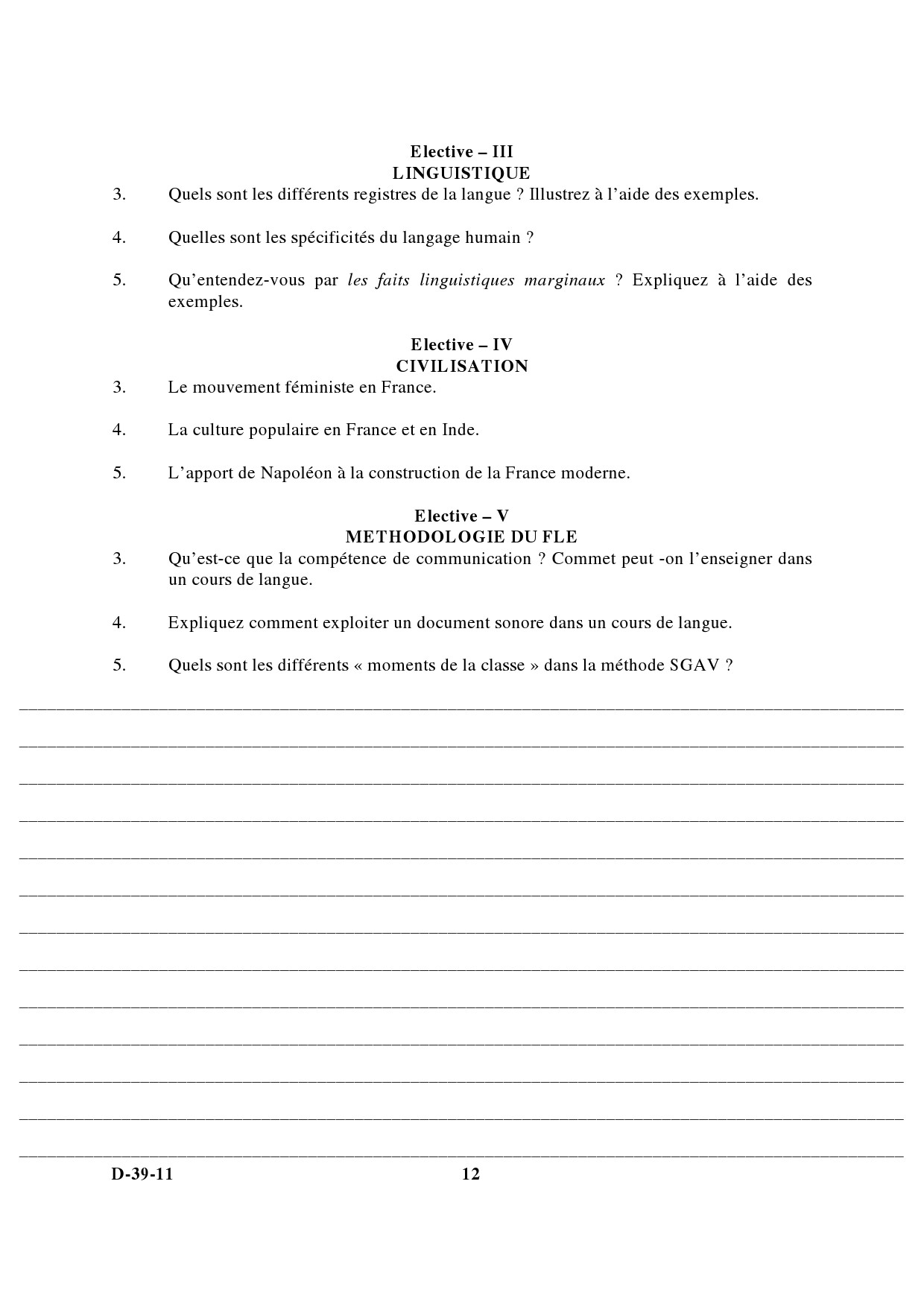 UGC NET French Question Paper III December 2011 6