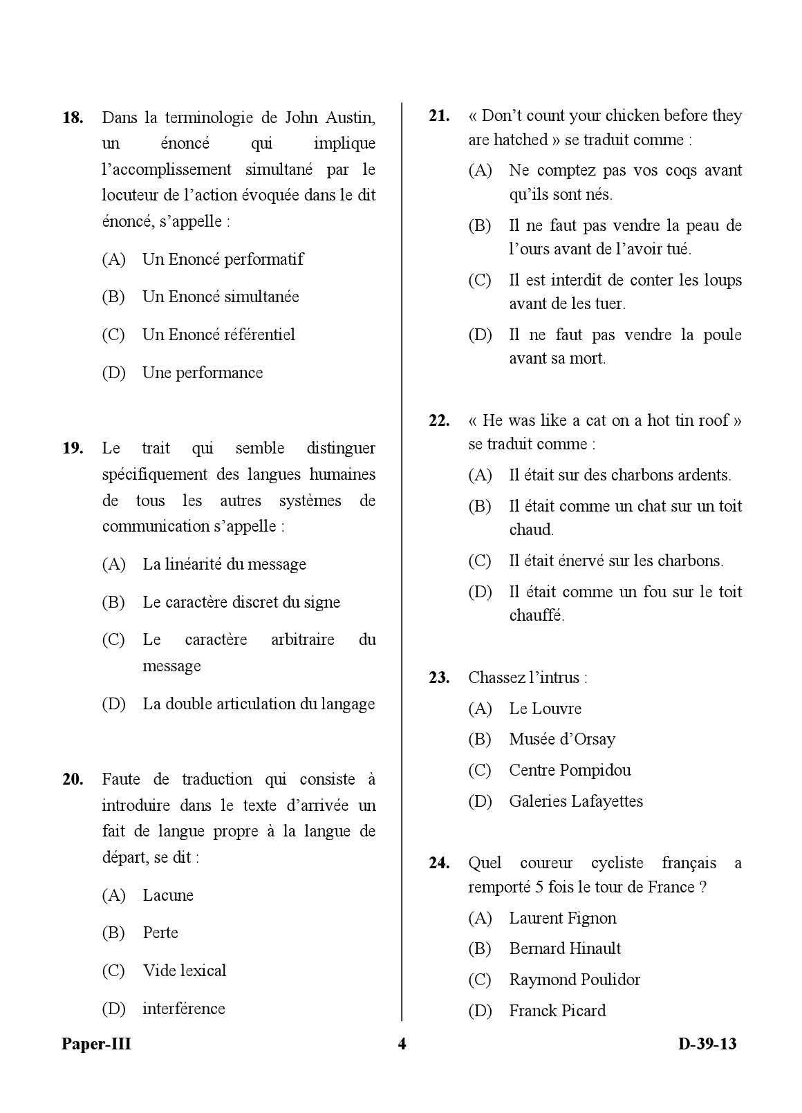 UGC NET French Question Paper III December 2013 4