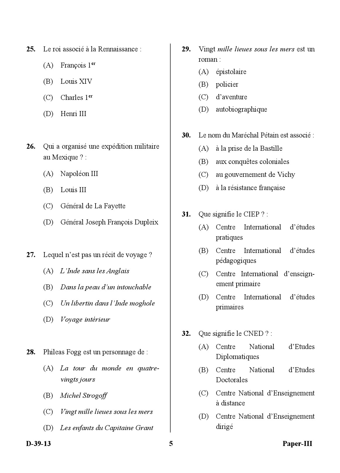 UGC NET French Question Paper III December 2013 5