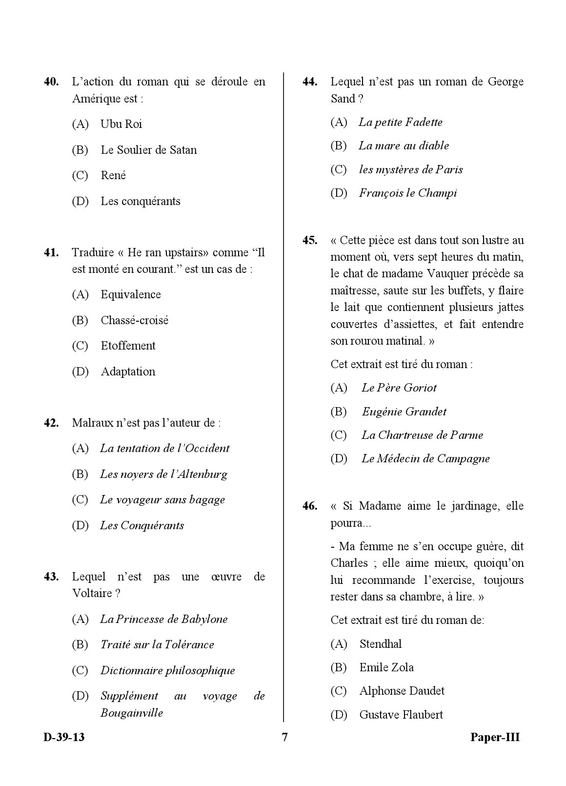 UGC NET French Question Paper III December 2013 7