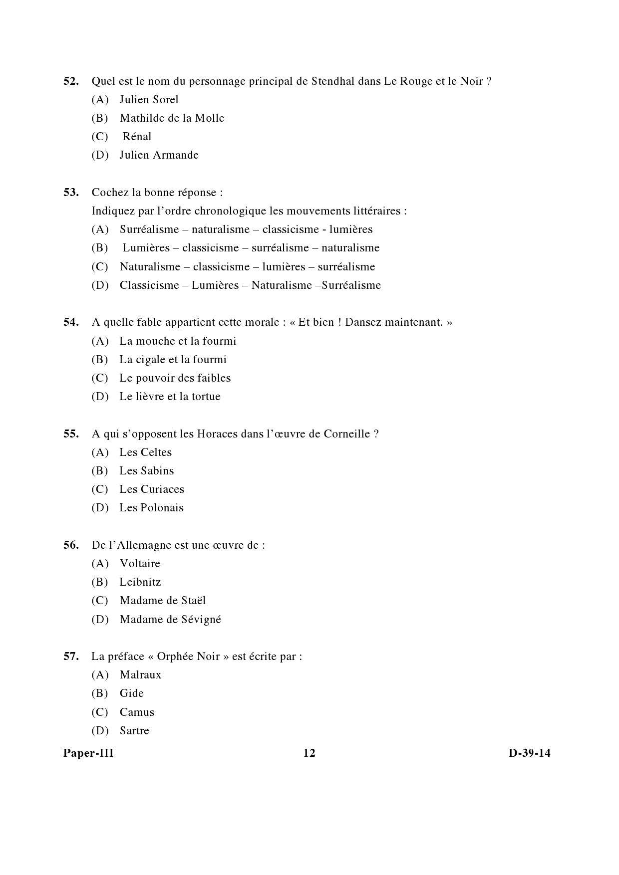 UGC NET French Question Paper III December 2014 12