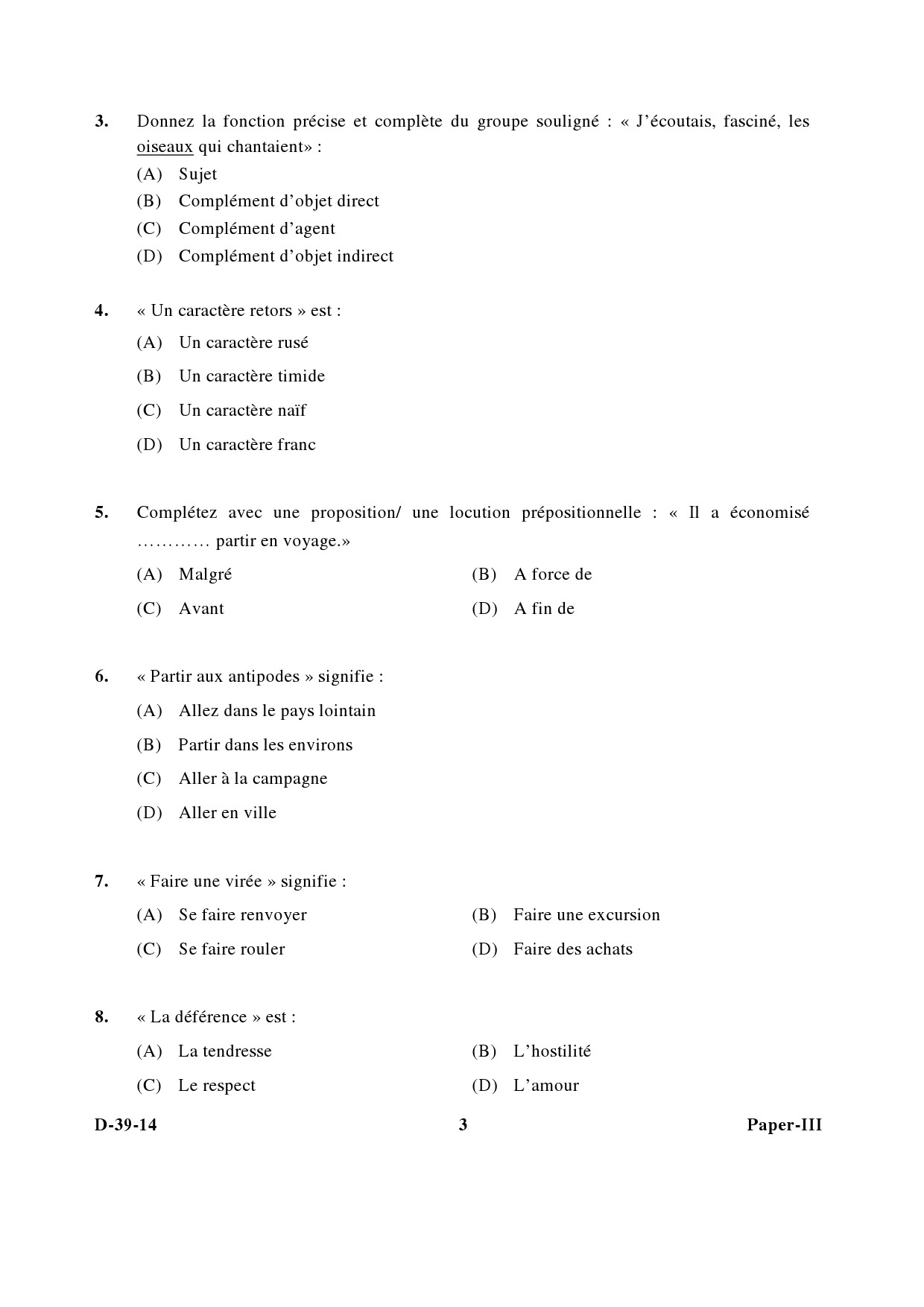 UGC NET French Question Paper III December 2014 3