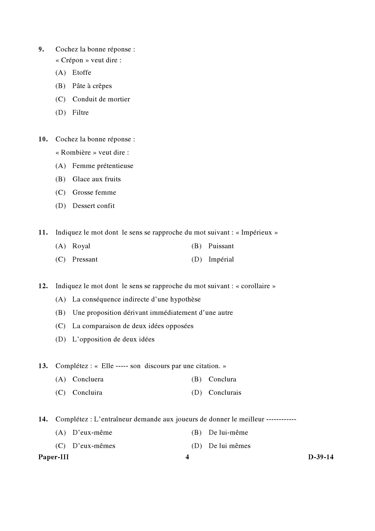 UGC NET French Question Paper III December 2014 4