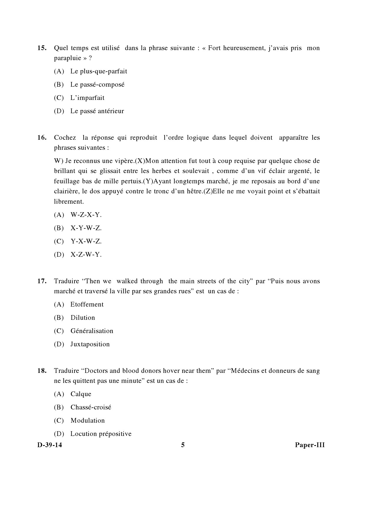 UGC NET French Question Paper III December 2014 5