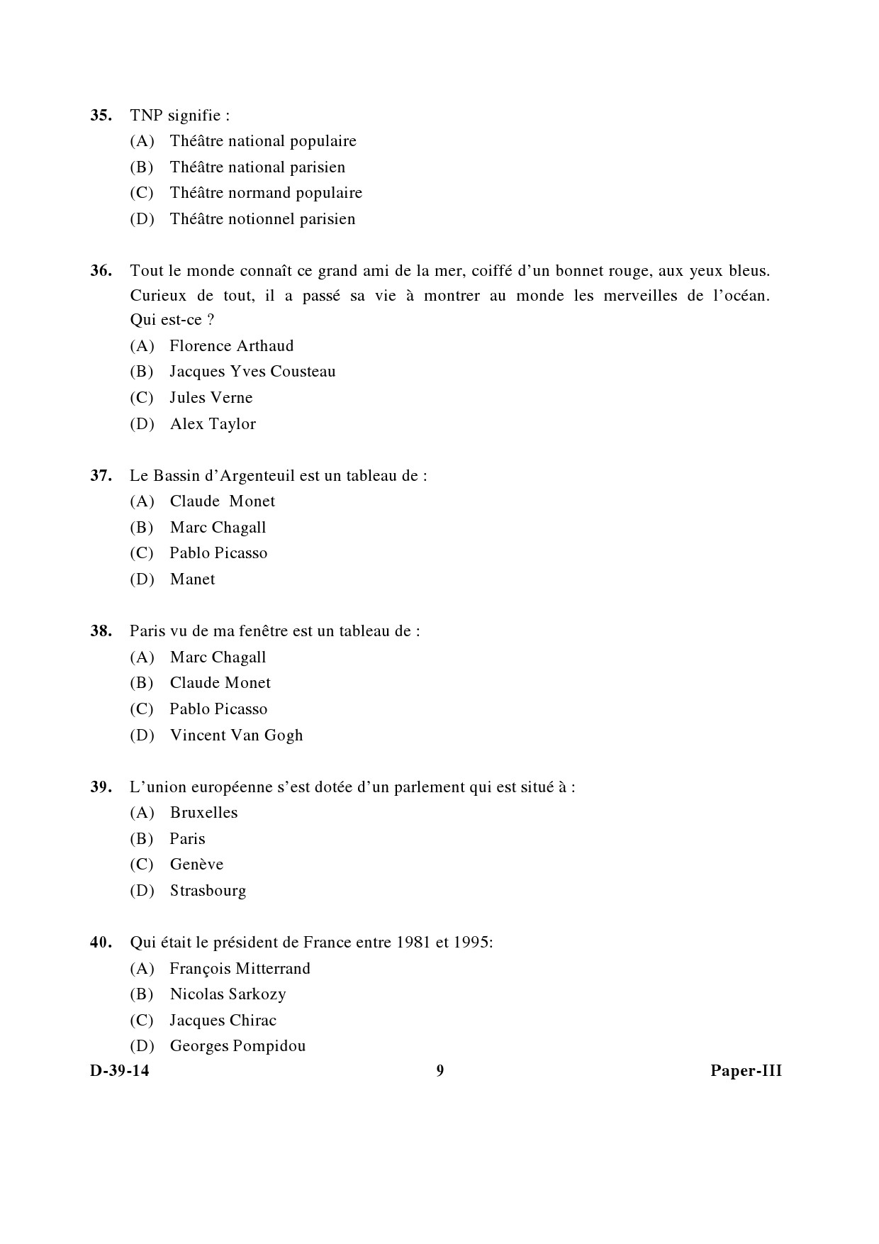 UGC NET French Question Paper III December 2014 9