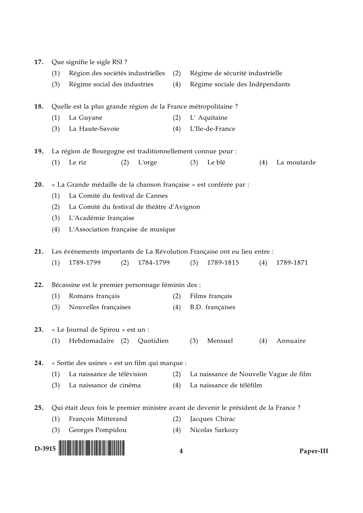 UGC NET French Question Paper III December 2015 4