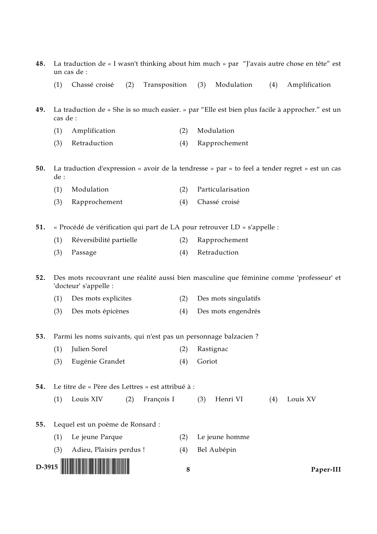 UGC NET French Question Paper III December 2015 8