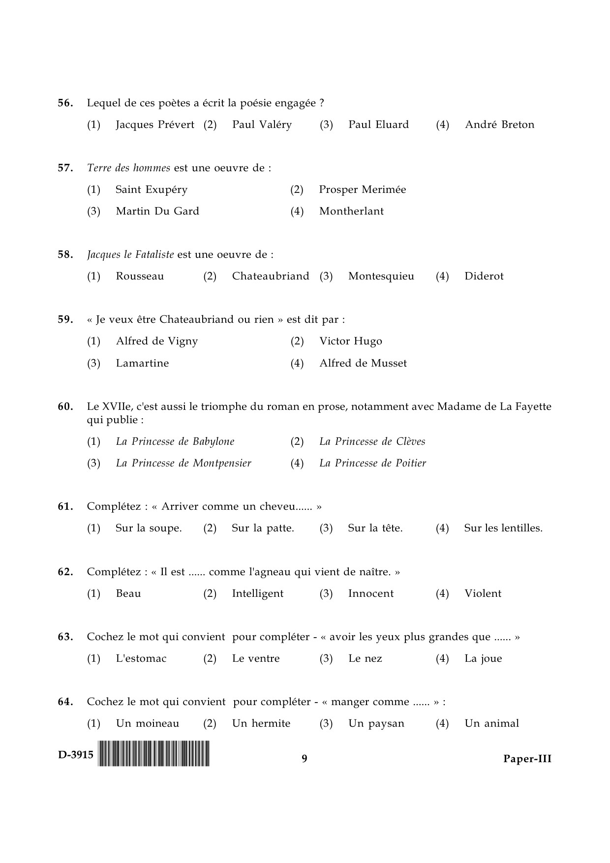 UGC NET French Question Paper III December 2015 9