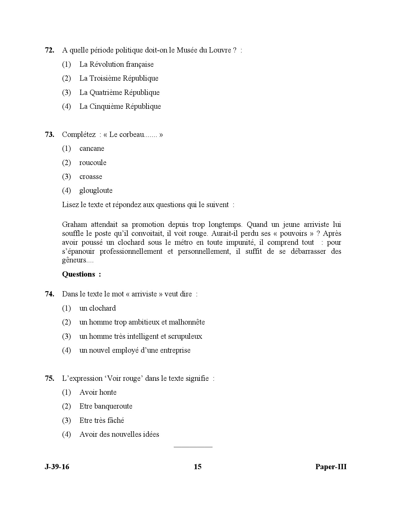 UGC NET French Question Paper III July 2016 15