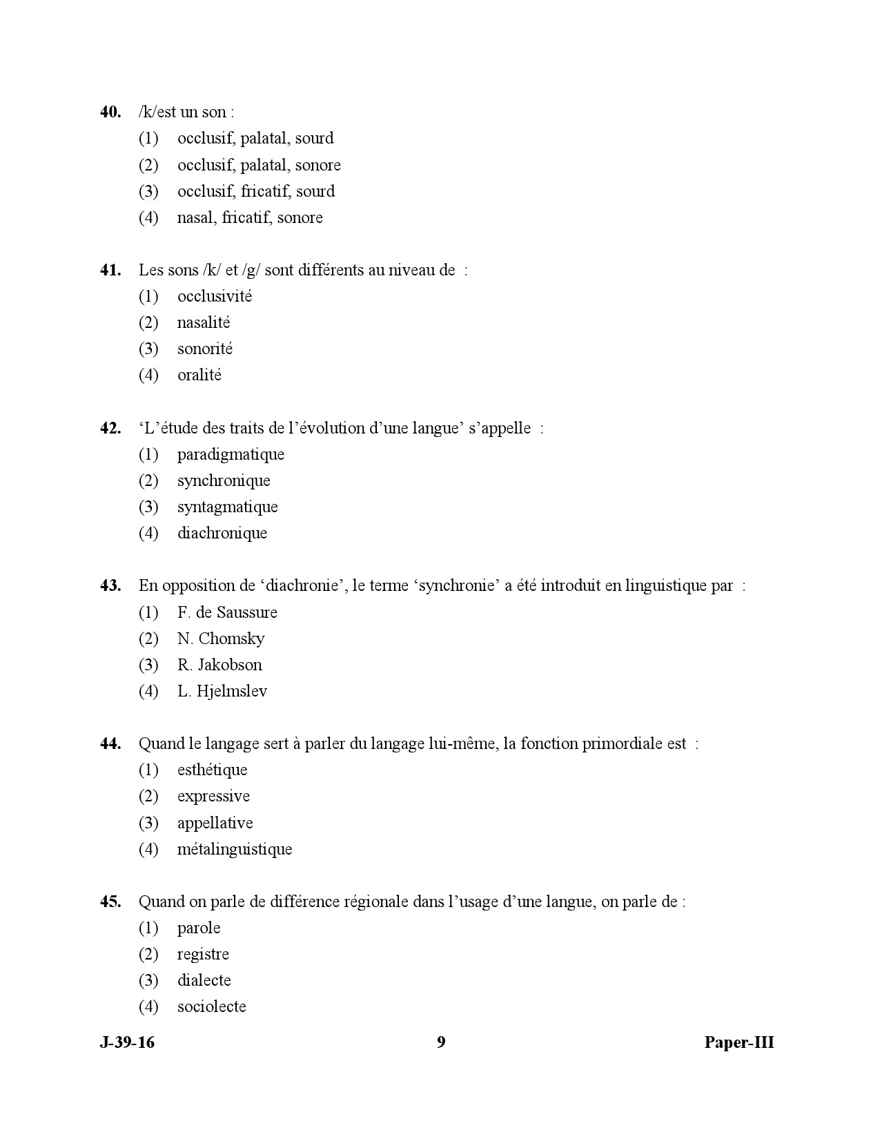 UGC NET French Question Paper III July 2016 9