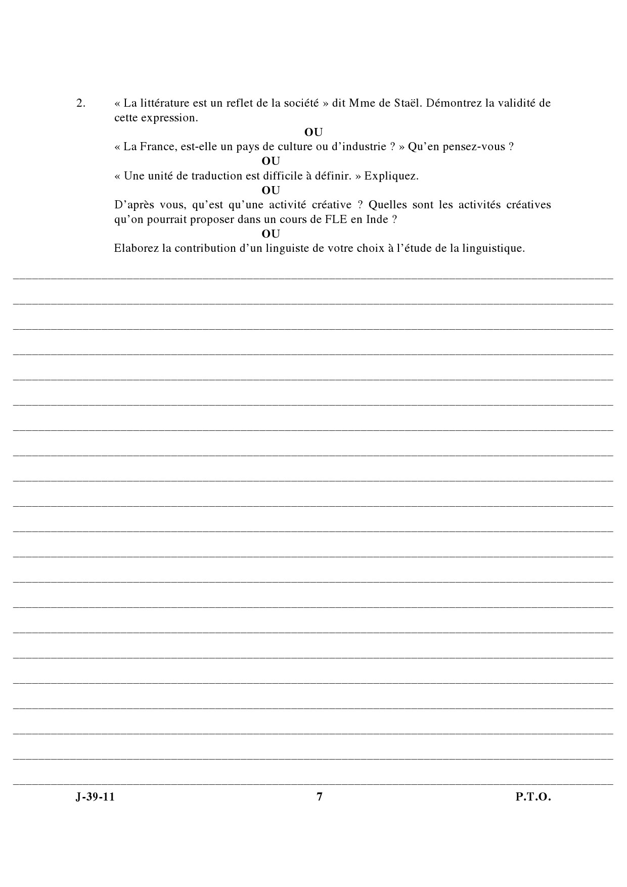 UGC NET French Question Paper III June 2011 4