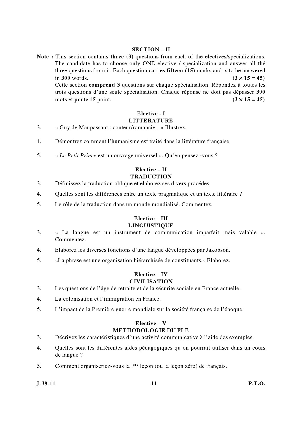 UGC NET French Question Paper III June 2011 5