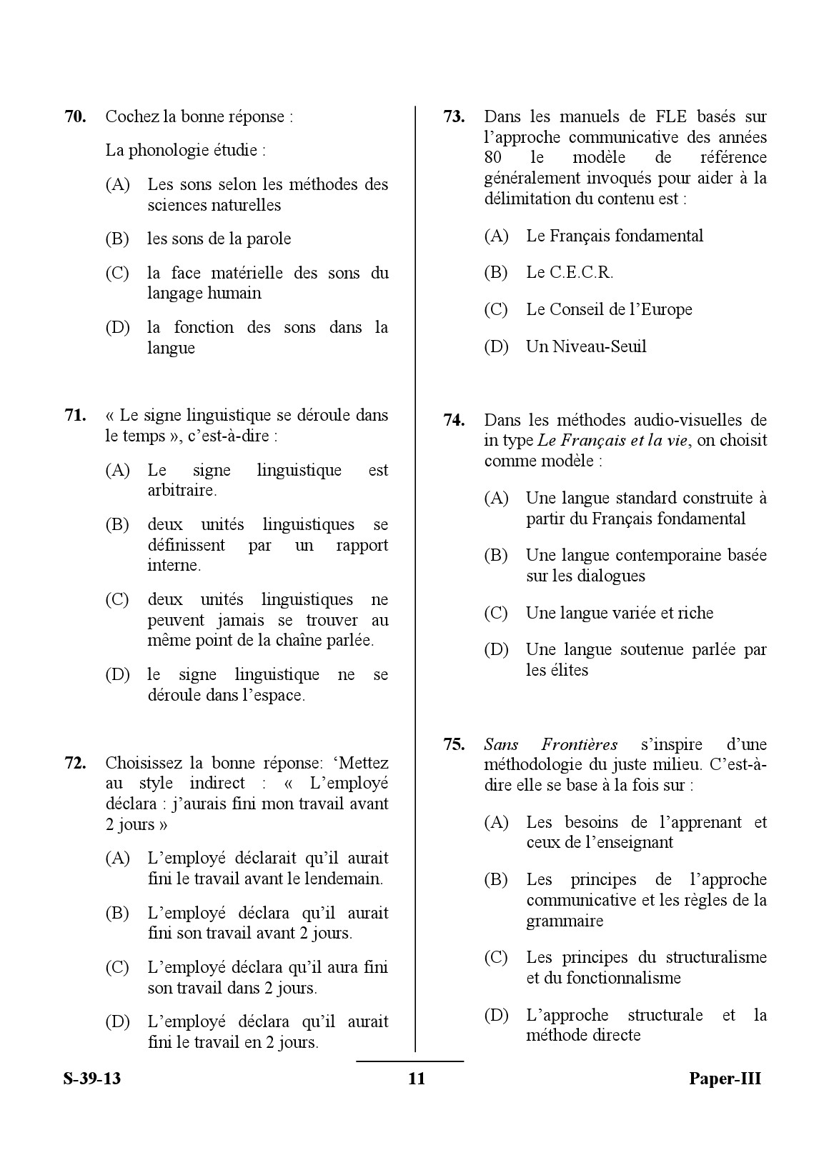 UGC NET French Question Paper III June 2013 11