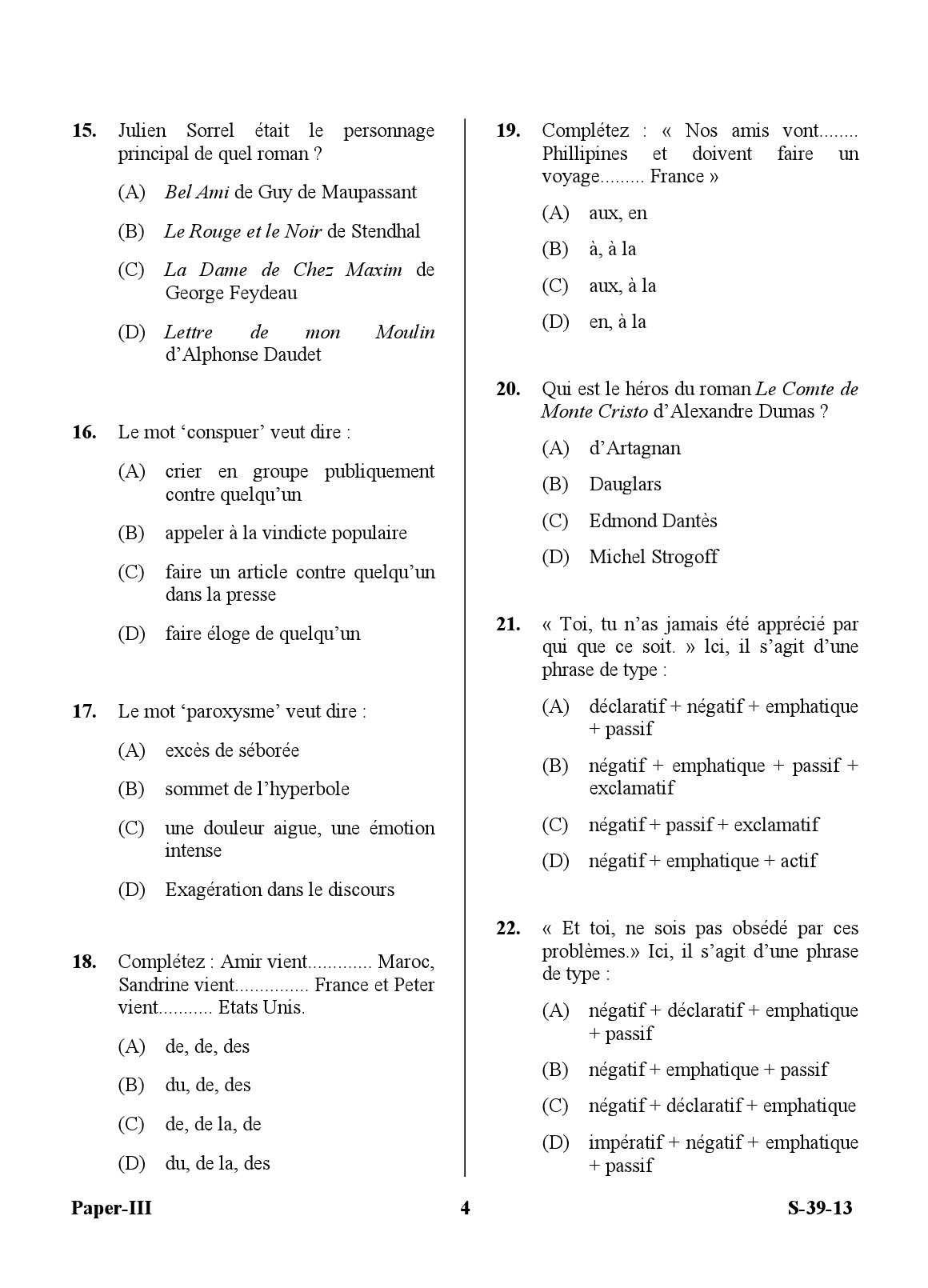 UGC NET French Question Paper III June 2013 4