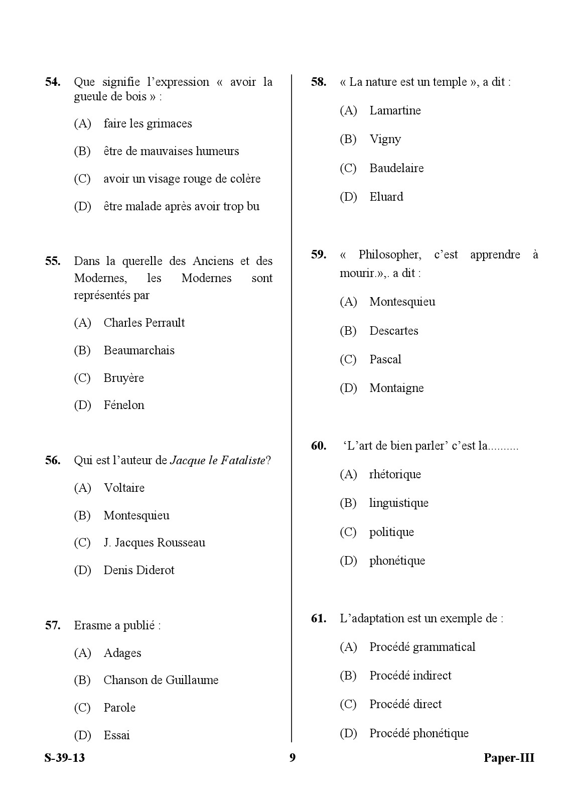 UGC NET French Question Paper III June 2013 9