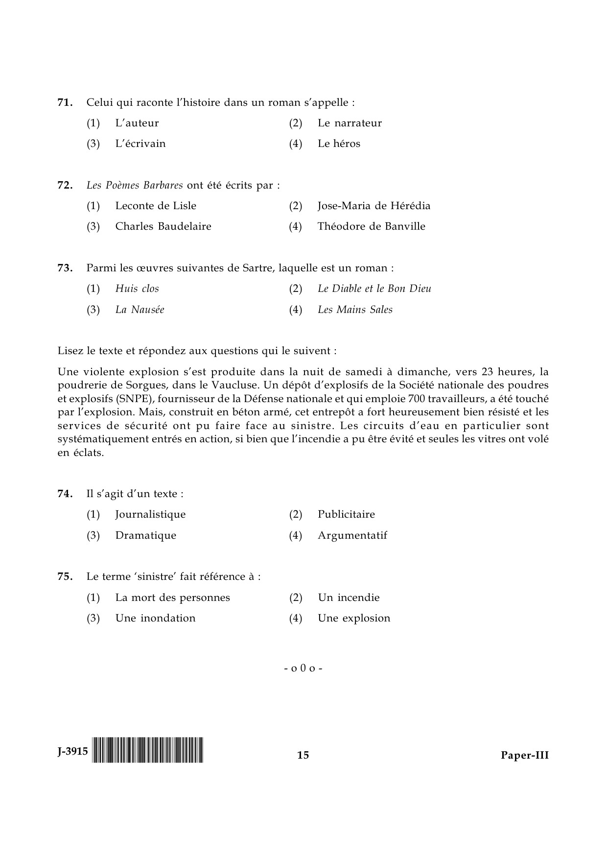 UGC NET French Question Paper III June 2015 15