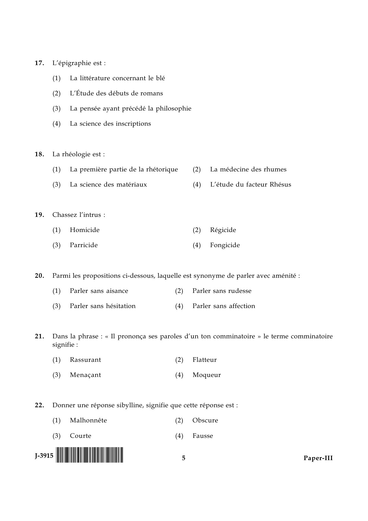 UGC NET French Question Paper III June 2015 5