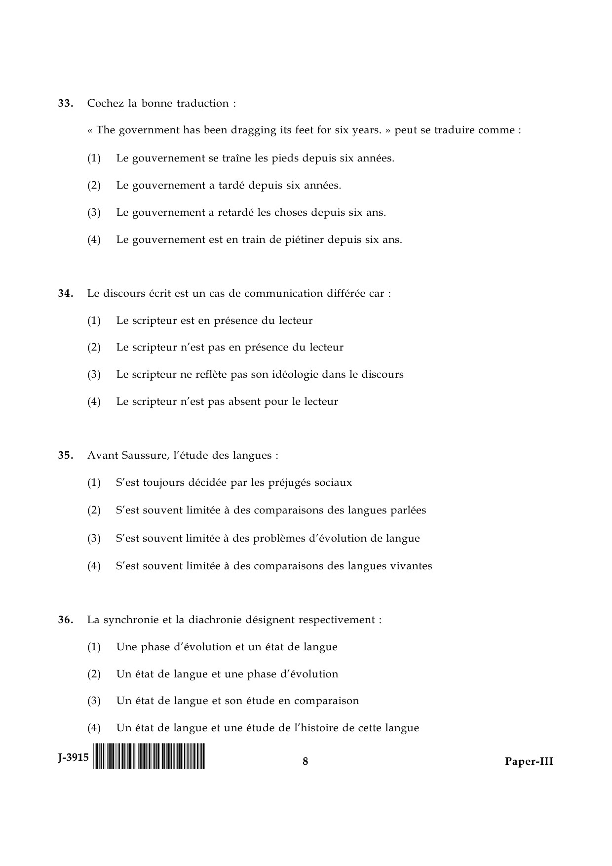 UGC NET French Question Paper III June 2015 8