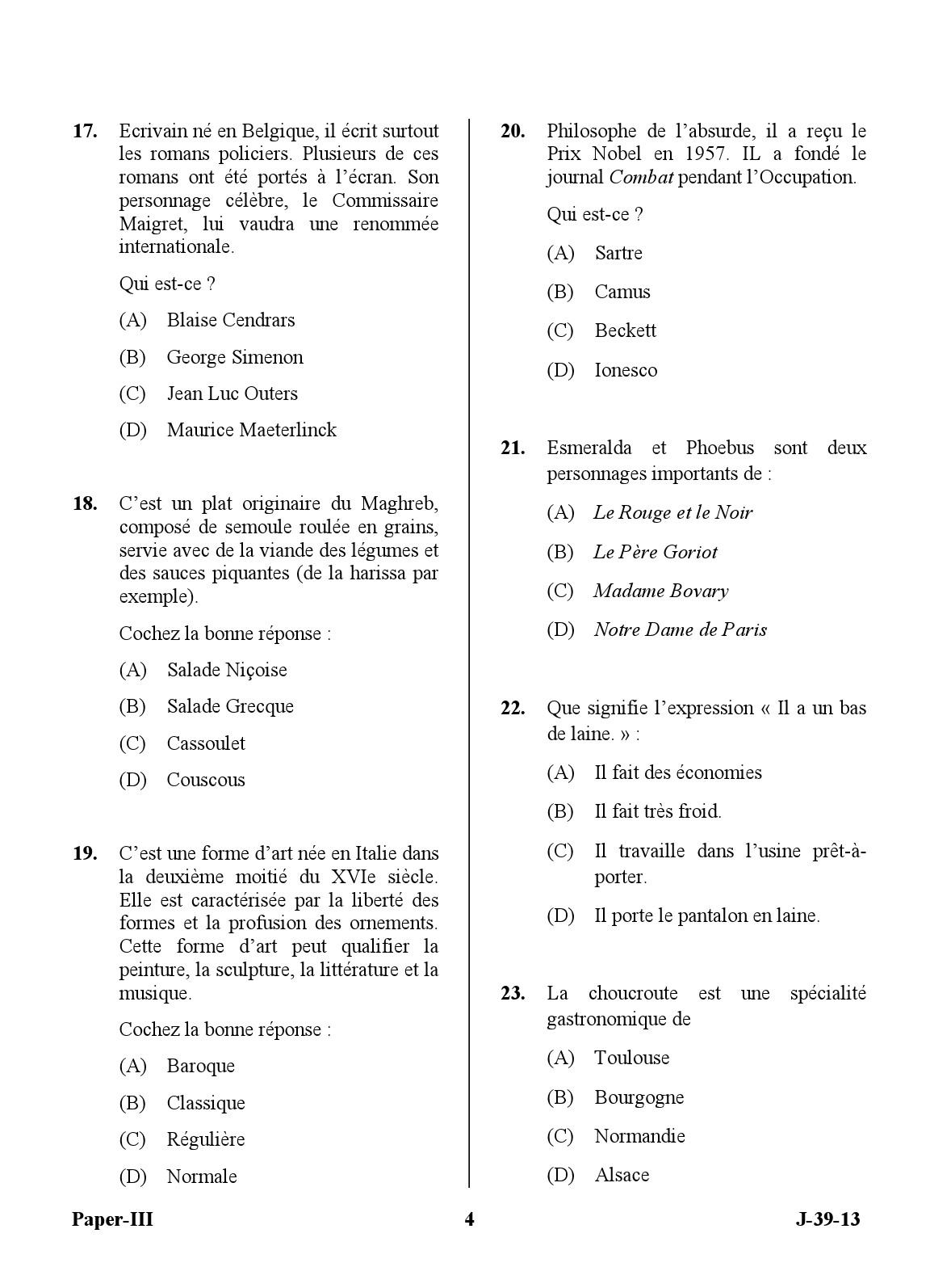 UGC NET French Question Paper III Set 2 June 2013 4