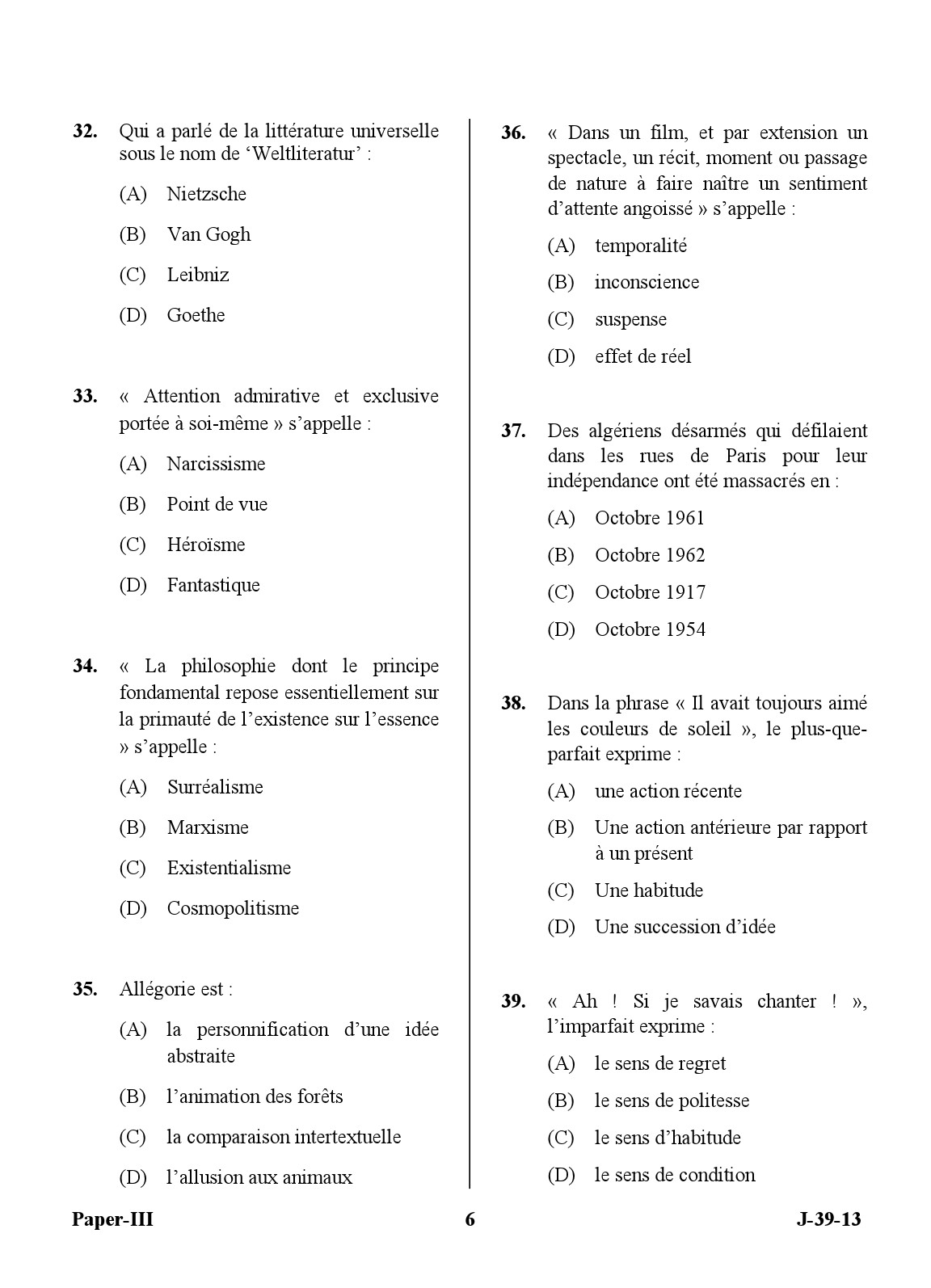 UGC NET French Question Paper III Set 2 June 2013 6