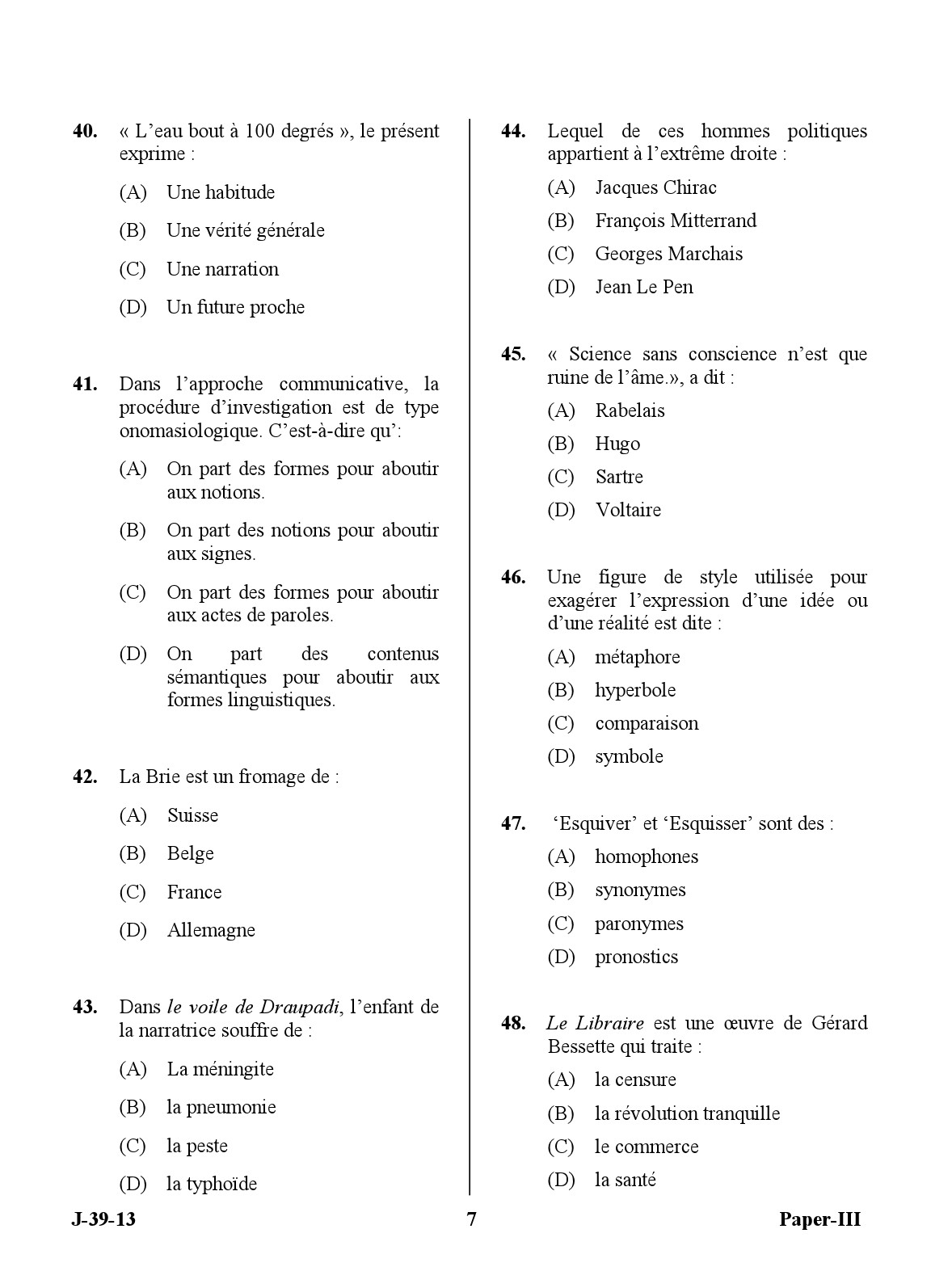 UGC NET French Question Paper III Set 2 June 2013 7