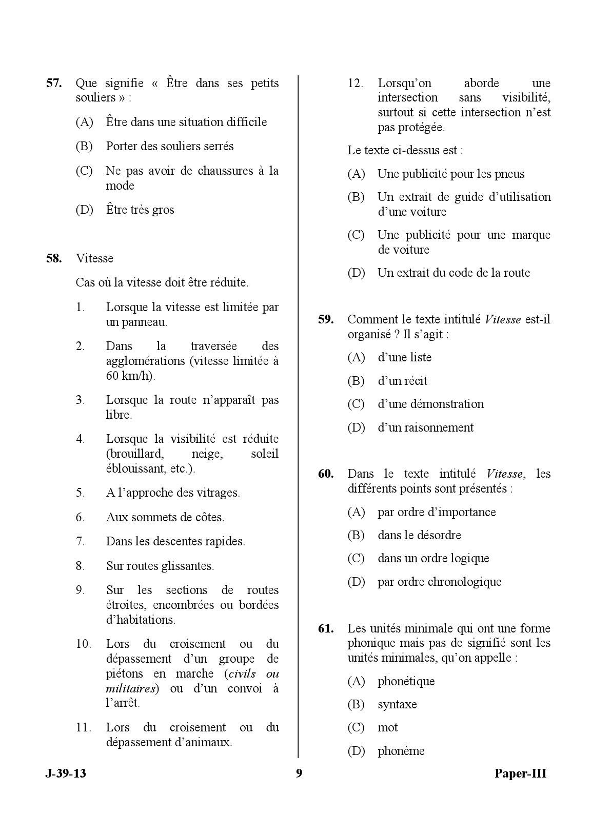 UGC NET French Question Paper III Set 2 June 2013 9