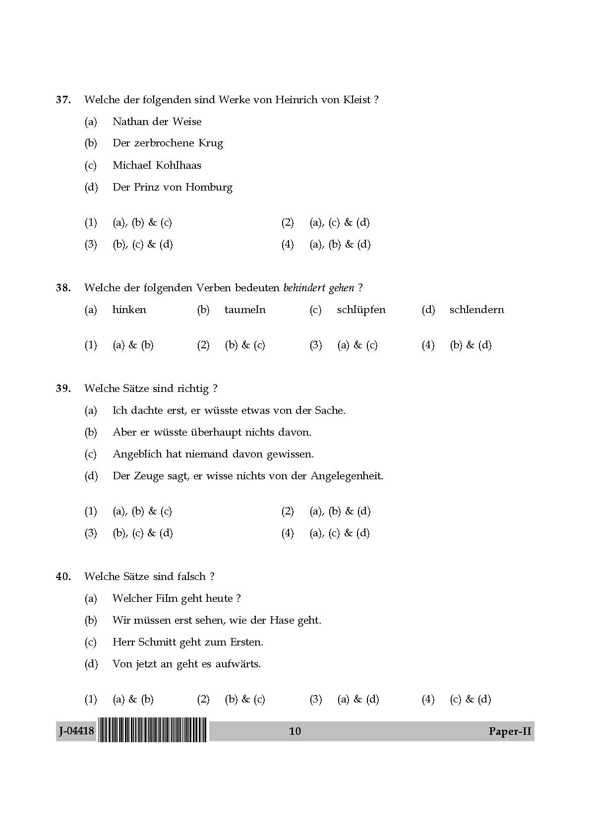 UGC Net German Paper II July 2018 10