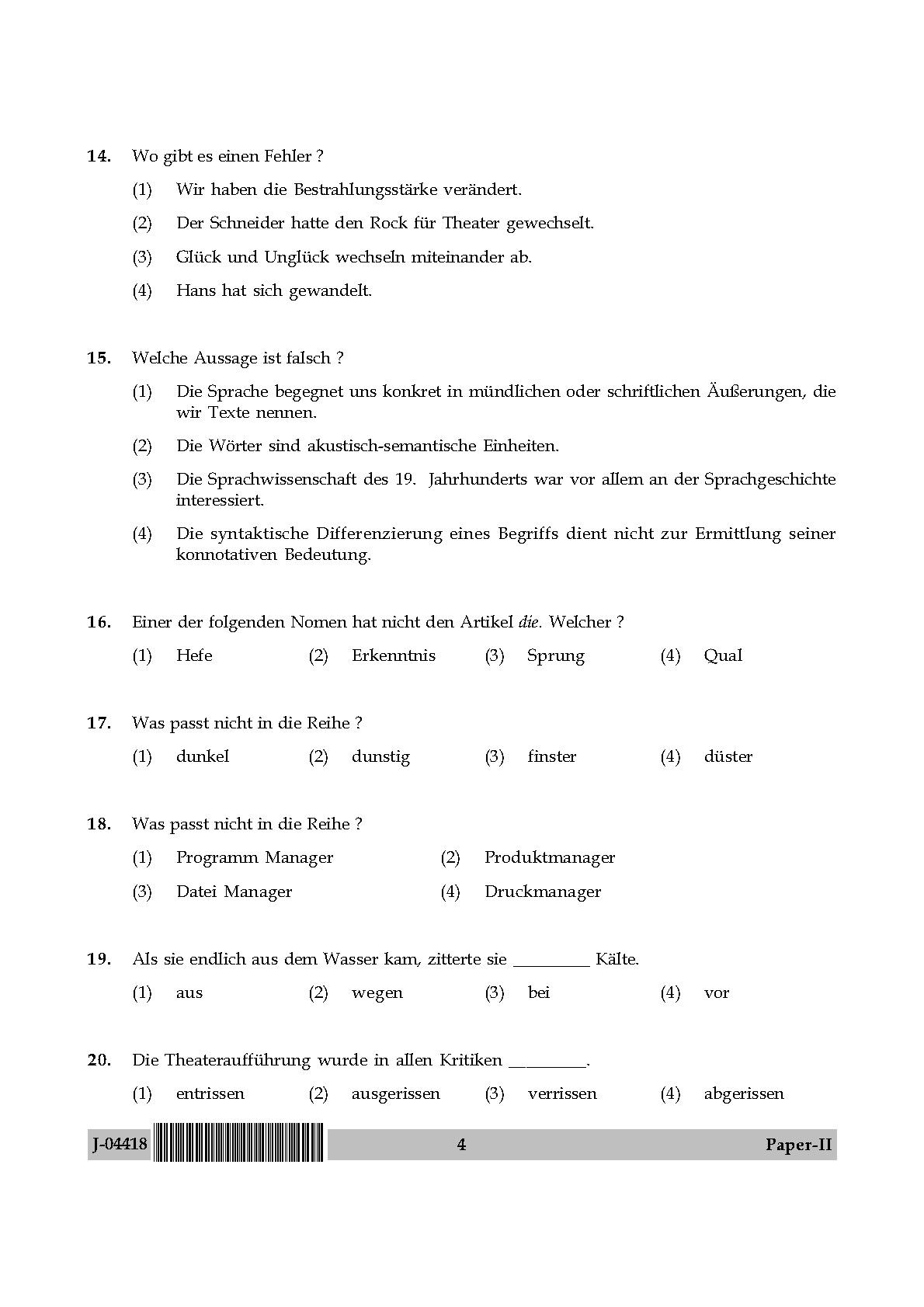 UGC Net German Paper II July 2018 4