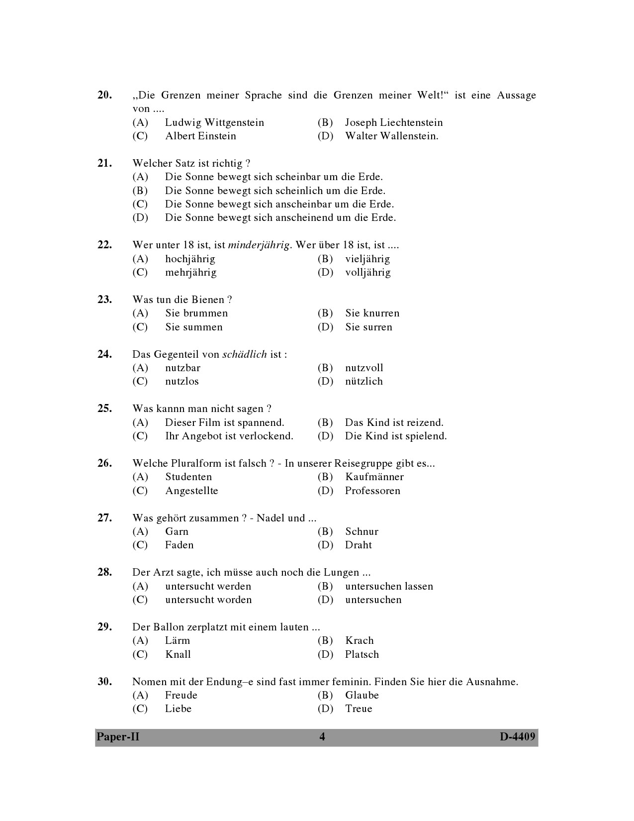 UGC NET German Question Paper II December 2009 4