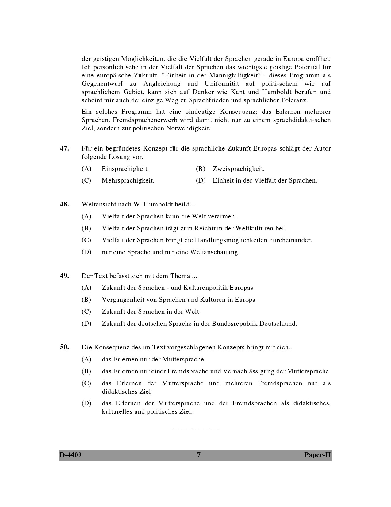 UGC NET German Question Paper II December 2009 7