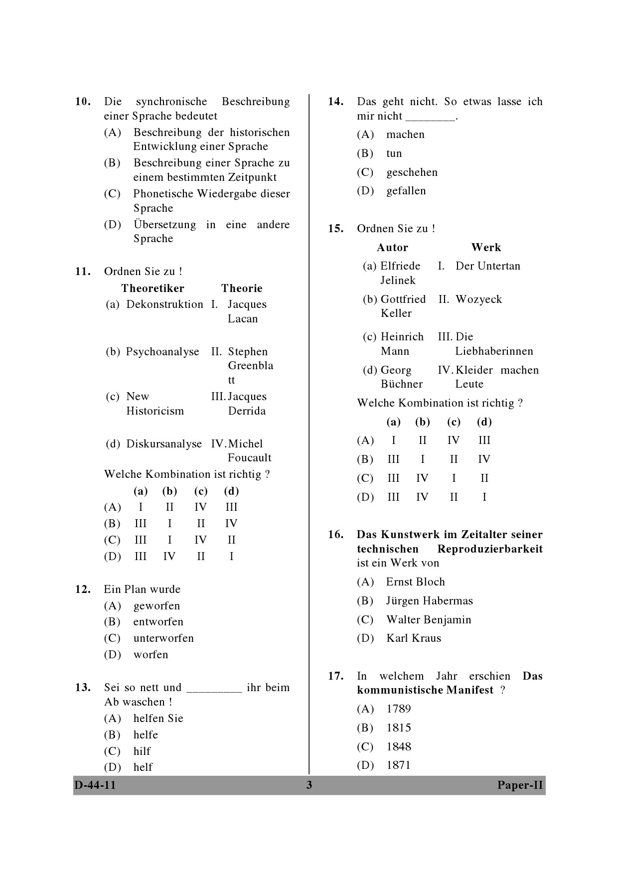 UGC NET German Question Paper II December 2011 3