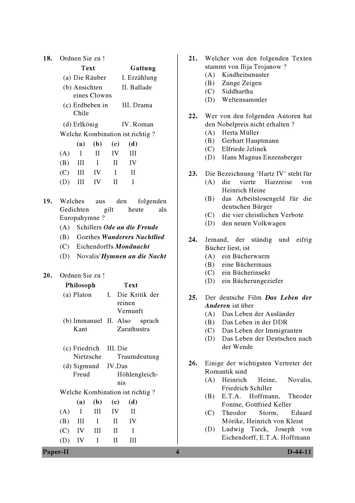 UGC NET German Question Paper II December 2011 4