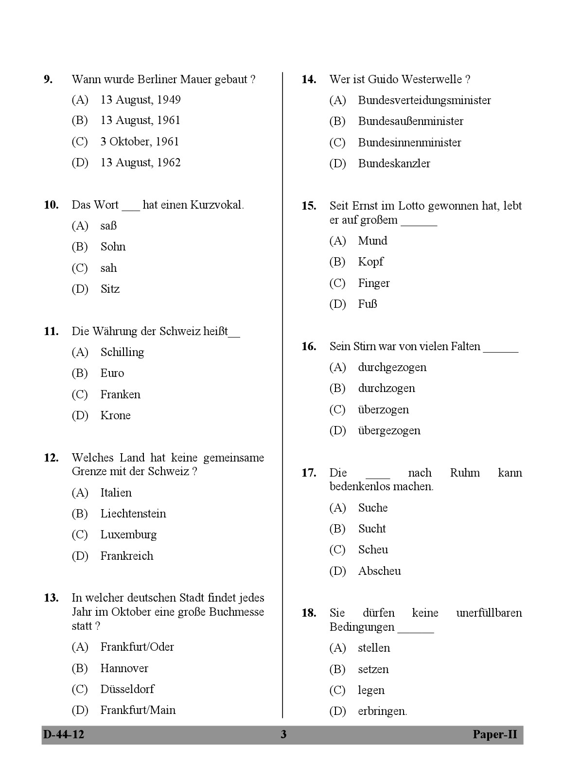 UGC NET German Question Paper II December 2012 3