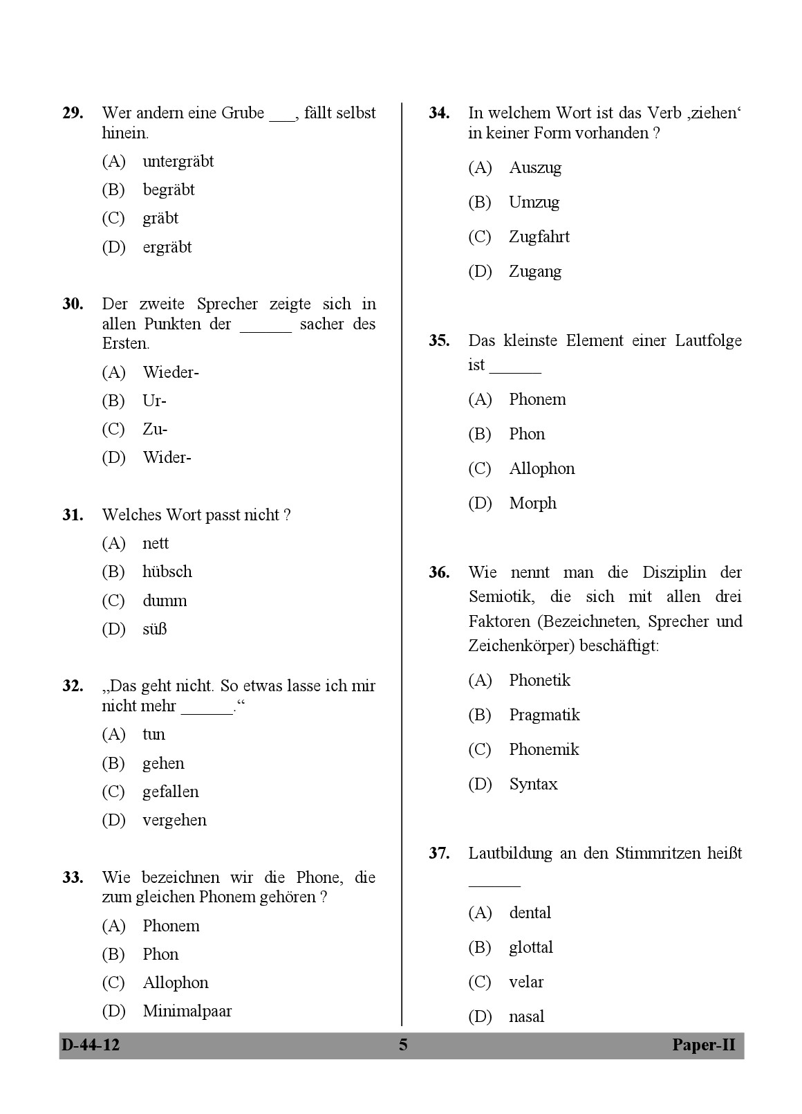 UGC NET German Question Paper II December 2012 5