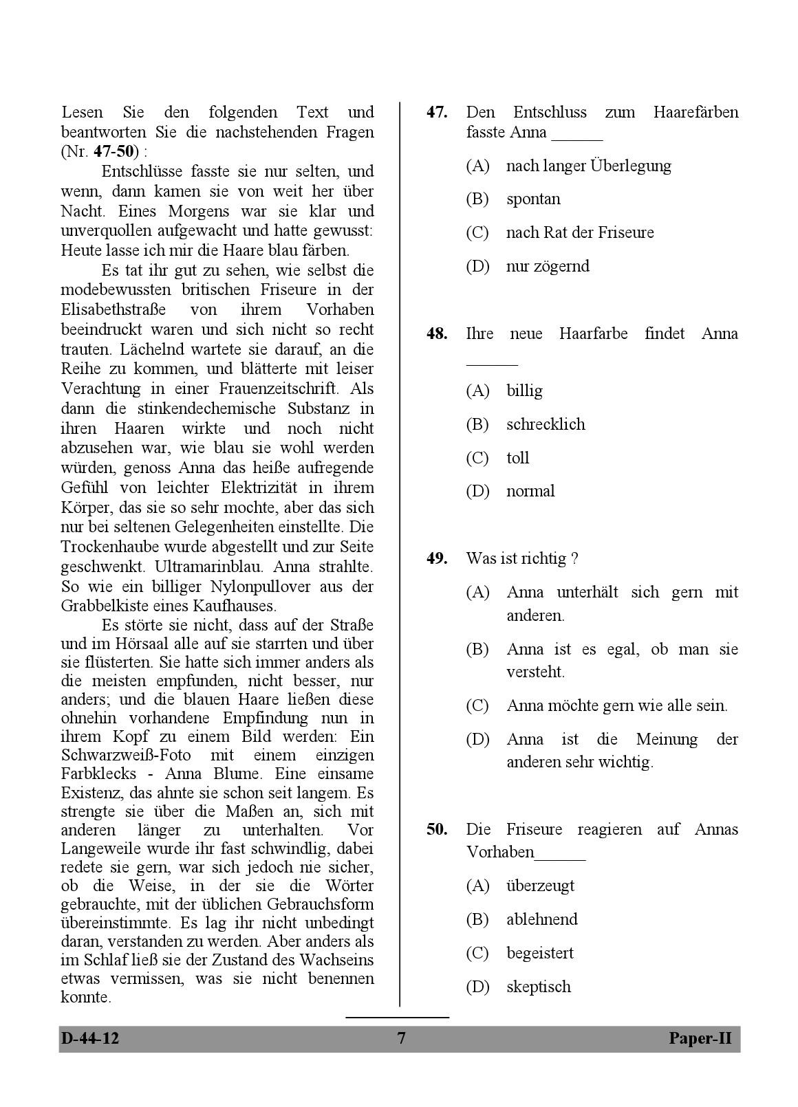 UGC NET German Question Paper II December 2012 7