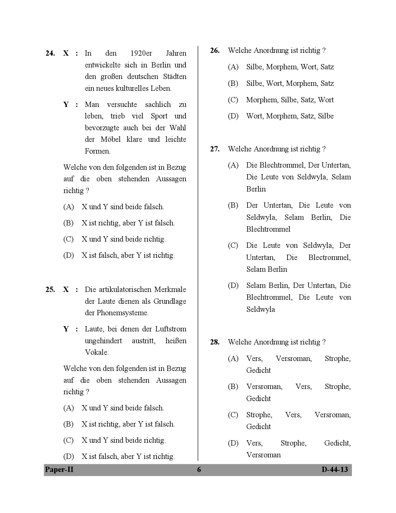 UGC NET German Question Paper II December 2013 6