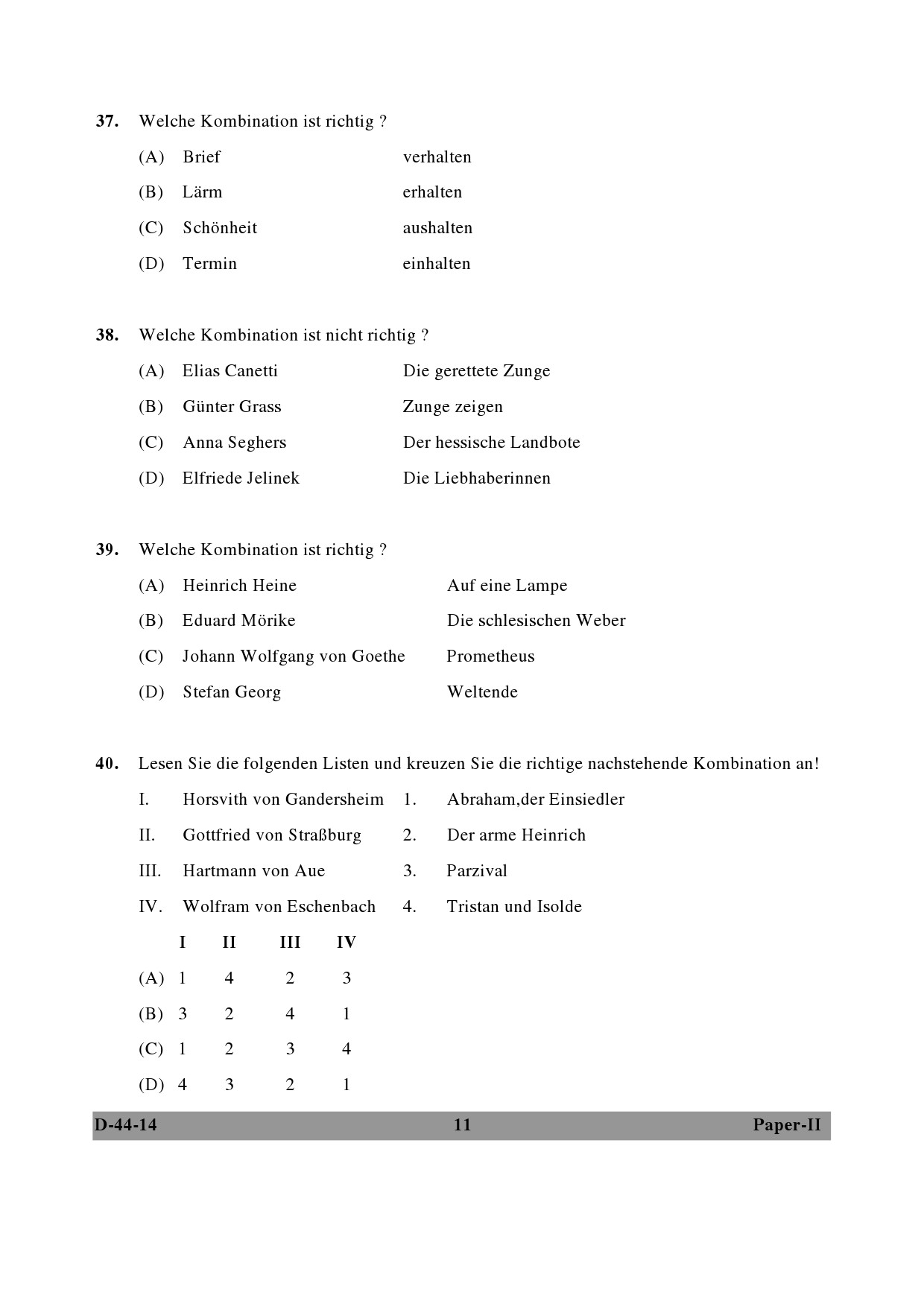 UGC NET German Question Paper II December 2014 11