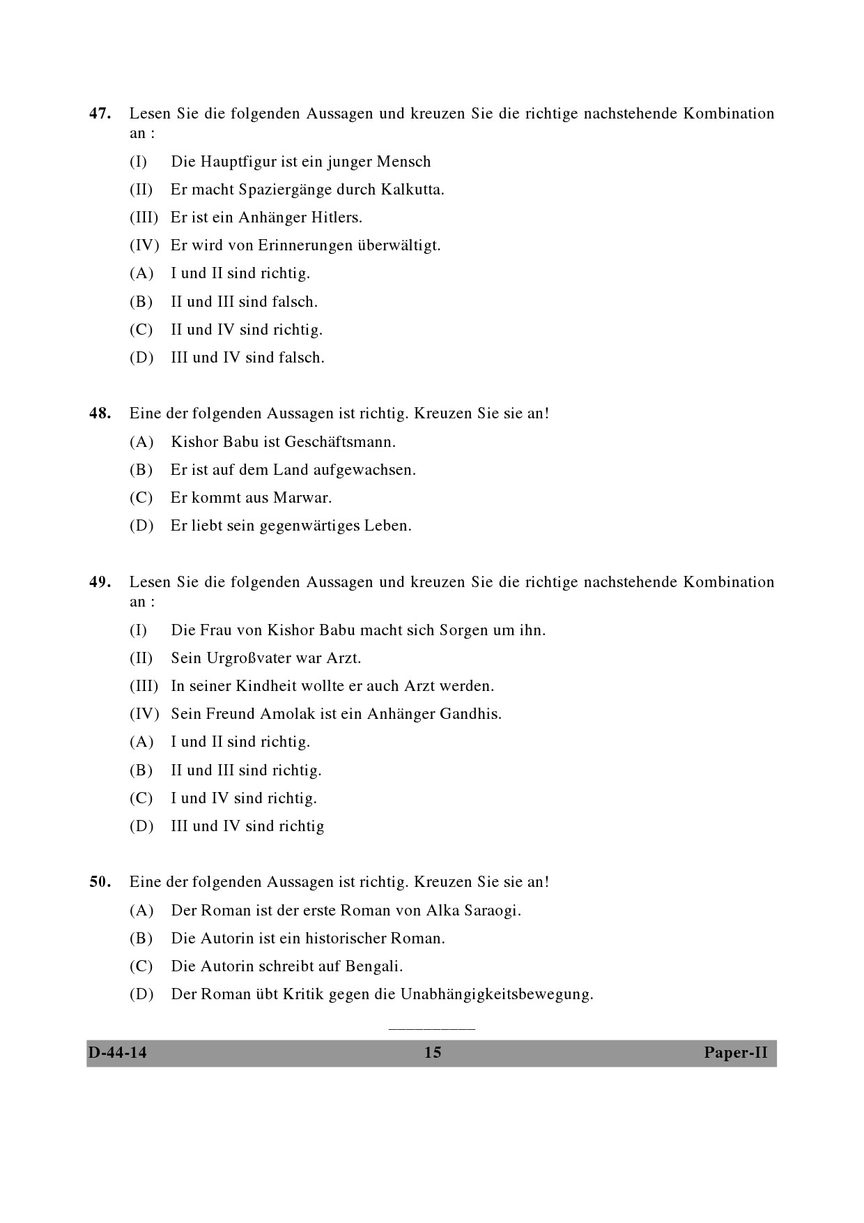 UGC NET German Question Paper II December 2014 15